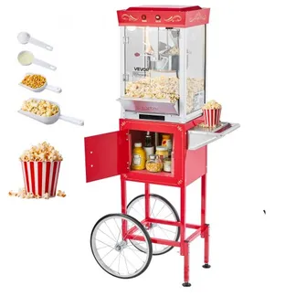 VEVOR Popcornmaschine Popcornautomat mit Kessel & Wagen, 800 W kommerzieller Popcornmaker, 48 Tassen pro Ladung, mit 2-Tasten-Bedienung, Glaswand, PC-Tür, 1 Portionierer, 3 Löffel, Rot VEVOR Popcornmaschine Popcornautomat mit Kessel & Wagen, 800 W kommerzieller Popcornmaker, 48 Tassen pro Ladung, mit 2-Tasten-Bedienung, Glaswand, PC-Tür, 1 Portionierer, 3 Löffel, Rot