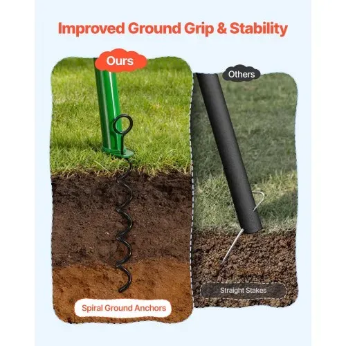 VEVOR Gartenschaukel mit A-förmigem Metallgestell, Doppelschaukel (1 Tellerschaukel & 1 Gurtschaukel), bis zu 199,6 kg Tragkraft, Schaukelset Outdoor, Verstärkt mit Spiralförmigen Bodenankern – Bild 5