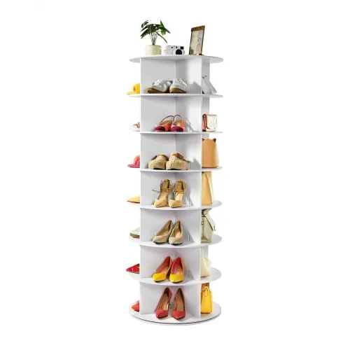 VEVOR Schuhregal Schuhschrank für 28 Paar Schuhe (7-stöckig) 360° drehbar, platzsparende Schuhaufbewahrung, Schuhablage für Schlafzimmer Wohnzimmer Eingangsbereich, Weiß 598 x 598 x 1620 mm VEVOR Schuhregal Schuhschrank für 28 Paar Schuhe (7-stöckig) 360° drehbar, platzsparende Schuhaufbewahrung, Schuhablage für Schlafzimmer Wohnzimmer Eingangsbereich, Weiß 598 x 598 x 1620 mm