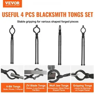 VEVOR Schmiedezange-Set, V-Bit, Wolf, ZV, Greifzange 4 Stk. Kohlenstoffstahl Schmiedezange, 465 x 60 x 19 mm / 461 x 68 x 18 mm / 458 x 38 x 19,0 mm / 463 x 78 x 52,3 mm, mit Verlängertem Griff VEVOR Schmiedezange-Set, V-Bit, Wolf, ZV, Greifzange 4 Stk. Kohlenstoffstahl Schmiedezange, 465 x 60 x 19 mm / 461 x 68 x 18 mm / 458 x 38 x 19,0 mm / 463 x 78 x 52,3 mm, mit Verlängertem Griff