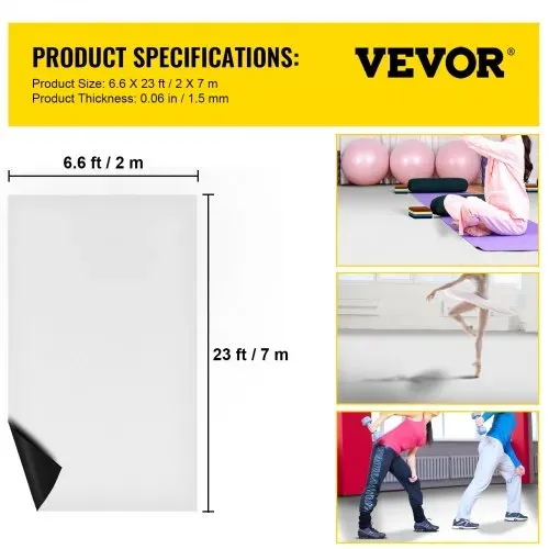 VEVOR Tanzfläche, 2,0 x 7 m Tanzflächerolle, 0,15 cm dicker PVC-Vinyl-Tanzboden, schwarz/weißer wendbarer tragbarer Tanzboden, rutschfester Tanzboden, Ballett-Tanzfläche für Jazz, Pop, lyrischen Stil – Bild 6