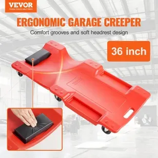 VEVOR Mechaniker-Rollbrett aus Kunststoff, 914 mm, 158,8 kg Tragkraft, Rollbrett für Autowerkstätten mit ergonomisch geformtem HDPE-Körper, gepolsterter Kopfstütze und zwei Werkzeugablagen, 6 Räder, für Autowerkstätten VEVOR Mechaniker-Rollbrett aus Kunststoff, 914 mm, 158,8 kg Tragkraft, Rollbrett für Autowerkstätten mit ergonomisch geformtem HDPE-Körper, gepolsterter Kopfstütze und zwei Werkzeugablagen, 6 Räder, für Autowerkstätten