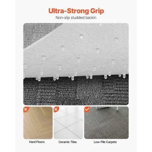 VEVOR Stuhlmatte Bodenschutzmatte (1225 x 915 mm) Bürostuhlmatte rutschfester klarer Stuhlteppich aus PVC mit Noppen, sanftes Gleiten unter dem Schreibtischteppich für Heimbüro (rechteckig) – Bild 2