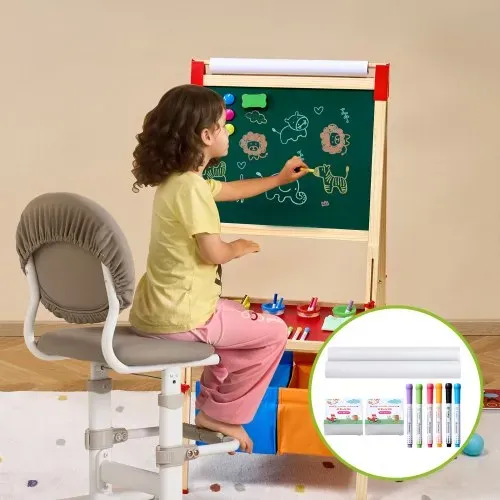 VEVOR Staffelei-Zubehörset, 32-teiliges Kunststaffelei-Malset für Kinder, inklusive Kreiden, trocken abwischbaren Markern & Papierrollen, Zubehörset für stehende Kunststaffelei, Malzubehör – Bild 7