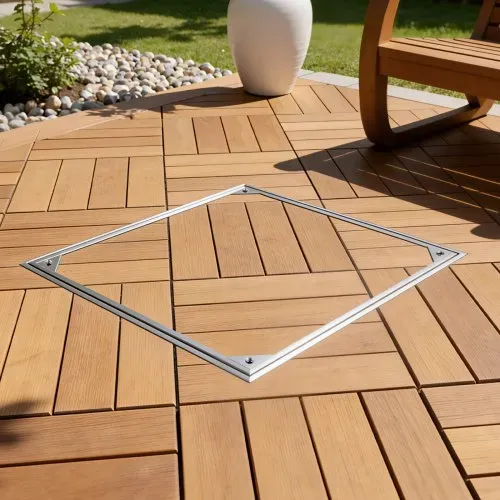 VEVOR Schachtabdeckung mit Rahmen 60 x 60 cm, Unsichtbarer Schachtdeckel Auspflasterbarer Klärgrubendeckel aus Aluminiumlegierung für Integrierten Abflusskanal auf Gehwegen in Gärten auf Terrasse – Bild 7