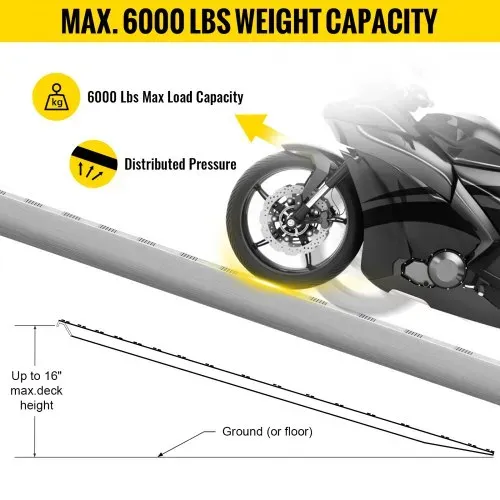 VEVOR 1520 x 305 mm Aluminiumrampen 2 Stk. ATV-Rampen Laderampen 2722 kg Kapazität Bis zu 406 mm Ladehöhe – Bild 3