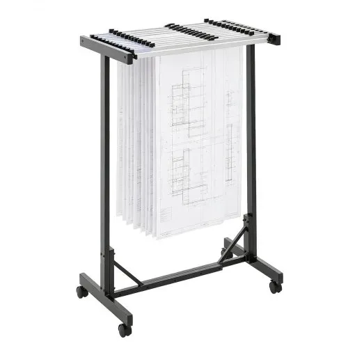 VEVOR Mobiles Blueprint-Aufbewahrungsregal, Verstellbarer Blueprint-Halter, inkl. 12 Aluminiumklemmen (762 mm), Rollen, Präsentationsständer für Akten, Pläne, Poster, Büro & Zuhause – Bild 9