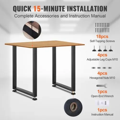 VEVOR 2er-Set Tischkufen 711mm hoch Tischgestell 454kg Tragfähigkeit Tischbeine aus Kohlenstoffstahl Möbelfüße Schwarz Tischuntergestell Ideal für Küchentische Wohnzimmerkonsolen Studio-Tische usw. – Bild 5