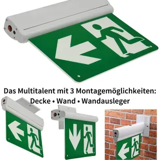 LED Fluchtwegleuchte “NL-8 Multi” Erkennungsw. 25m, IP20, Decken+Wandmont. LED Fluchtwegleuchte “NL-8 Multi” Erkennungsw. 25m, IP20, Decken+Wandmont.