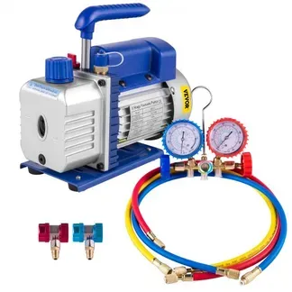 VEVOR 3CFM Leere einstufige Vakuumpumpe, 1/4HP Vakuumpumpe 2-Wege Unterdruckpumpe Klimaanlage, 220V Vakuumpumpe Unterdruckpumpe, geeignet für Kühlmittel R12 R134a R22 R410a R404 R502 VEVOR 3CFM Leere einstufige Vakuumpumpe, 1/4HP Vakuumpumpe 2-Wege Unterdruckpumpe Klimaanlage, 220V Vakuumpumpe Unterdruckpumpe, geeignet für Kühlmittel R12 R134a R22 R410a R404 R502