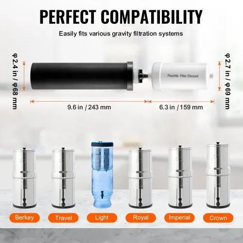 VEVOR Wasserfilter-Ersatz Reinigungselemente Ersatzfilter, Schwerkraft-Wasserfiltersystem-Ersatz, kompatibel mit den meisten Marken, 4er-Pack (2 Aktivkohlefilter + 2 Entfluorierungsfilter) – Bild 5