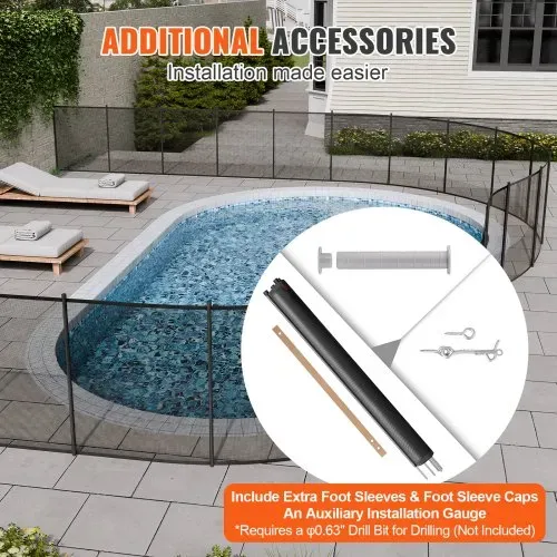 VEVOR Poolzaun, 1,21 x 3,66 m abnehmbarer Kindersicherheits-Poolzaun, einfache DIY-Installation, Schwimmbadzaun, 340 g Teslin-PVC-Poolzaunnetz, schützt Kinder und Haustiere – Bild 5