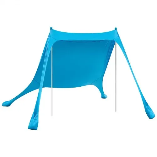 VEVOR Strandzelt mit Sonnenschutz (UPF 50+) 2,3 x 2,3 x 2 m Grundfläche, Strandmuschel mit Stützstangen & Sandschaufeln, Tragbares Sonnensegel für Familienausflüge Camping Angeln Blau – Bild 9