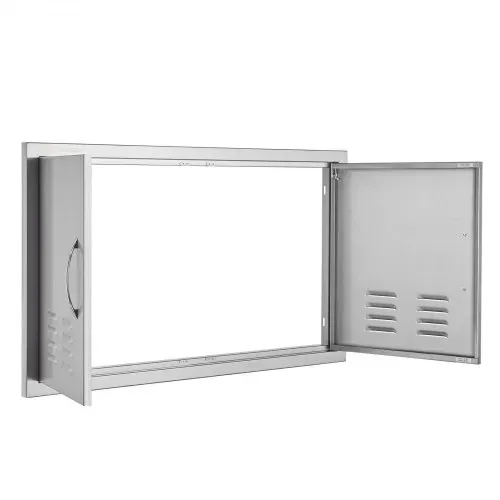 VEVOR Grill-Zugangstür, 914 x 534 mm, Doppelte Außenküchentür, Flächenbündig Montierte Edelstahltür, Vertikale Wandtür mit Griffen und Lüftungsschlitzen, für Grillinsel, Grillstation, Außenschrank – Bild 10