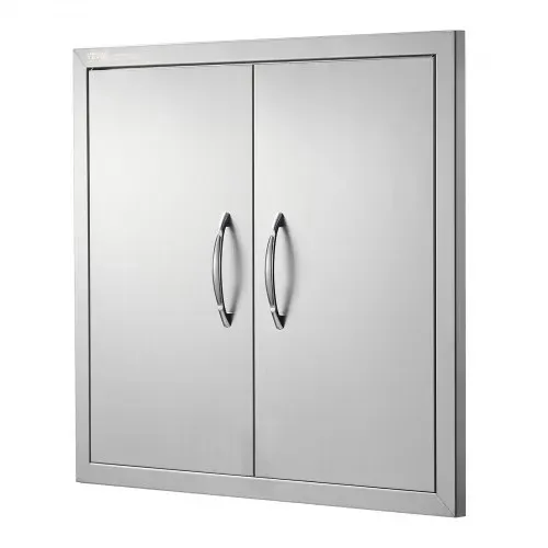 VEVOR Grill-Zugangstür, 660 x 609 mm, Doppelte Außenküchentür, Flächenbündig Montierte Edelstahltür, Vertikale Wandtür mit Griffen, für Grillinsel, Grillstation, Außenschrank – Bild 9