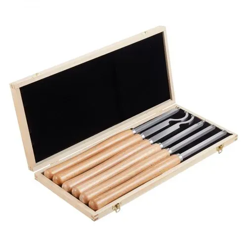 VEVOR Drechseleisen-Set, 6-teilig, Drechselmesser in Holzkoffer, Drechselwerkzeug-Satz für Holz, Holzdrehwerkzeug mit Diamant-, runde und quadratische Hartmetalleinsätze, Rockwellhärte von 80–90 – Bild 9