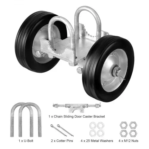 VEVOR Schiebetürbeschlag Set, Rollbeschläge, universell verstellbare Schiebetürrolle, Schienenräder, robuste Schiebetor-Führungsrolle für Schiebetore und Rolltüren, 272 kg Tragfähigkeit, schwarz – Bild 8