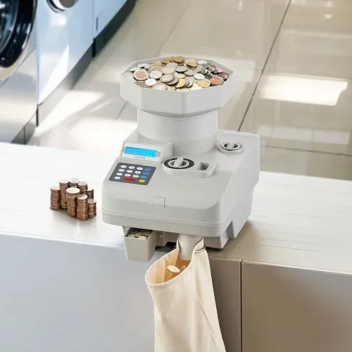 VEVOR Münzzähler Münzsortierer mit LED-Anzeige für bis zu 11000 Münzen, automatischer Geldzähler Münzzählautomat Geldzählmaschine geeignet für internationale Münzen und Wertmarken – Bild 7