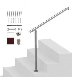 VEVOR Handläufe für Außentreppen, 80 cm Terrassengeländer-Set zur Wand- und Bodenmontage, Geländer für Außentreppen mit Installationsset, Handläufe für Senioren, Verandageländer und Terrassengeländer-Set, Silber VEVOR Handläufe für Außentreppen, 80 cm Terrassengeländer-Set zur Wand- und Bodenmontage, Geländer für Außentreppen mit Installationsset, Handläufe für Senioren, Verandageländer und Terrassengeländer-Set, Silber