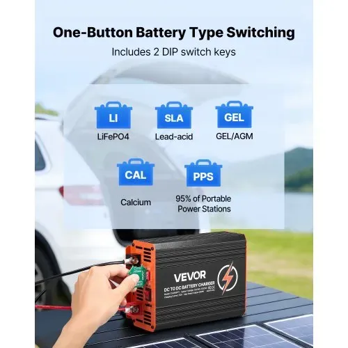 VEVOR DC-DC Batterieladegerät mit MPPT 650 W 50 A, Ladebooster Dual-Eingang für Solarpanel/Lichtmaschine, Laden für LiFePO4-Bleiakkus, 12 V/24 V-12 V/24 V, für Wohnmobil Notstromversorgung zu Hause – Bild 4