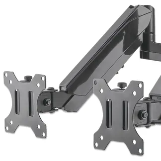 Manhattan Universal-Wandhalterung mit Gasdruckfeder für zwei Monitore, Zwei Halterungsarme mit Gasdruckfeder, Kugelgelenk und Verlängerungsarm, geeignet für zwei Monitore von 17″ bis 32″* und bis zu 8 kg pro Arm Manhattan Universal-Wandhalterung mit Gasdruckfeder für zwei Monitore, Zwei Halterungsarme mit Gasdruckfeder, Kugelgelenk und Verlängerungsarm, geeignet für zwei Monitore von 17″ bis 32″* und bis zu 8 kg pro Arm