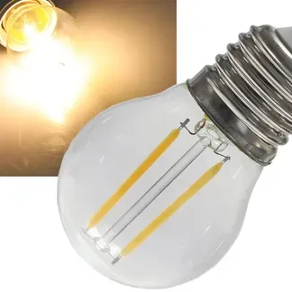 LED Tropfenlampe E27 “Filament T4” 3000k, 524lm, 230V/4W, warmweiß LED Tropfenlampe E27 “Filament T4” 3000k, 524lm, 230V/4W, warmweiß