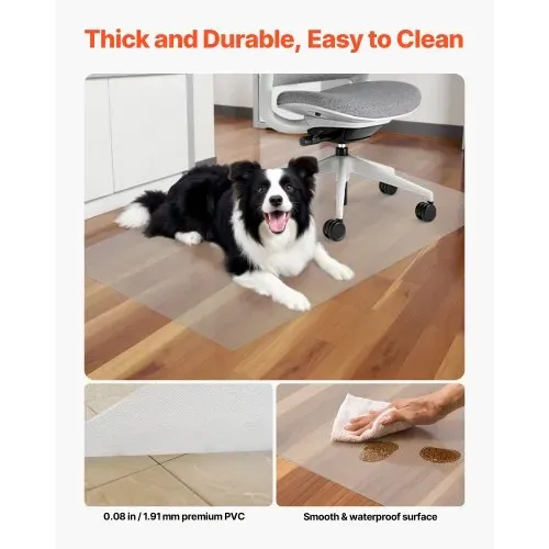VEVOR Stuhlmatte Bodenschutzmatte (1215 x 765 mm) Bürostuhlmatte für Hartböden, Stuhlteppich aus PVC für Rollstuhl, sanftes Gleiten unter dem Schreibtischteppich für Heimbüro (rechteckig) – Bild 4