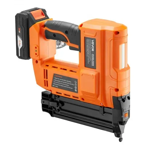 VEVOR 2 in 1 Akku-Nagler 18 Gauge 20 V Akku-Nagler und Tacker, 100 Nägel/min, mit 500 Nägeln & 500 Klammern & 2,0 Ah Lithiumbatterie & Ladegerät, für Heimwerkerarbeiten Holzbearbeitung Orange – Bild 10