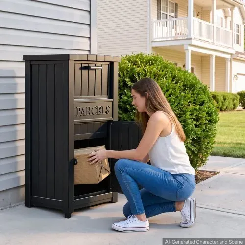 VEVOR Paketbox Briefkasten mit Paketfach Paketbriefkasten 615x473x1121 mm, Empfang der Pakete Direkt vor Haustür, PP-Material, Kapazität für 3–5 Standard-Lieferpakete, Abschließbar & Diebstahlsicher – Bild 7