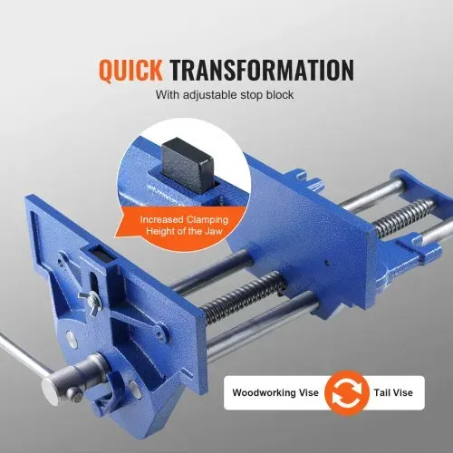 VEVOR Schraubstock für Holzarbeiten 110mm Spanntiefe 335mm Öffnungsbreite Parallelschraubstock aus Gusseisen pulverbeschichtet 11KN Spannkraft Φ15-74mm Spannbereich Ideal für Holzbearbeitungsstudios – Bild 3