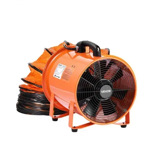 VEVOR Bauventilator 365-W-AC-Motor Baugebläse 2810 U/min Baulüfter Gebläse 1214 L/s (2574 CFM) Axiallüfter 10 m Schlauch Axialgebläse 79 dB Geräuschpegel Industrielüfter IP44 – Bild 8