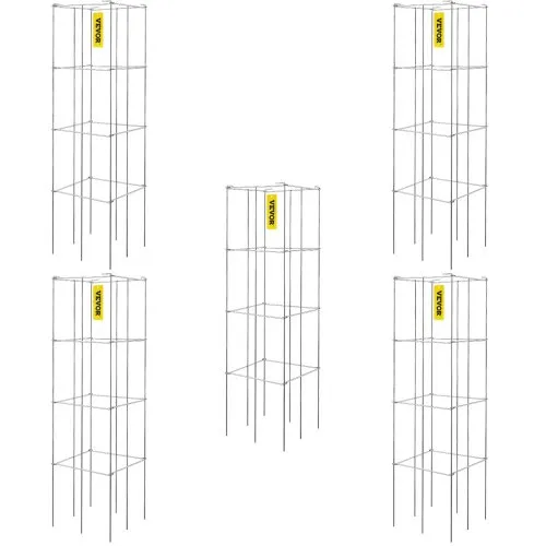 VEVOR Tomatenkäfige, 30 x 30 x 117 cm, 5er-Set quadratische Pflanzenstützkäfige, robuste, silberne Tomatentürme aus PVC-beschichtetem Stahl zum Klettern von Gemüse, Pflanzen, Blumen und Früchten VEVOR Tomatenkäfige, 30 x 30 x 117 cm, 5er-Set quadratische Pflanzenstützkäfige, robuste, silberne Tomatentürme aus PVC-beschichtetem Stahl zum Klettern von Gemüse, Pflanzen, Blumen und Früchten