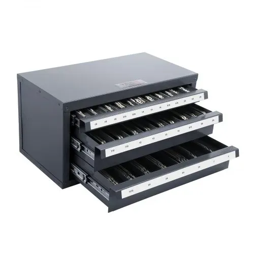 VEVOR Schaftfräser-Spenderschrank, Schaftfräser-Organizer-Schrank mit drei Schubladen für 1/8" bis 1", Stahl-Schaftfräser-Spender-Organizer-Schrank mit Etiketten, Stapelbar mit 29 Fächern – Bild 8