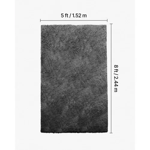 VEVOR Hochflor Teppich 2438x1524 mm, flauschiger Teppich mit dreilagigem Material, 35 mm Florhöhe, Bodenteppiche für Wohnzimmer, Schlafzimmer, Wintergarten, fusselfrei & weich, rutschfest, Grau – Bild 2
