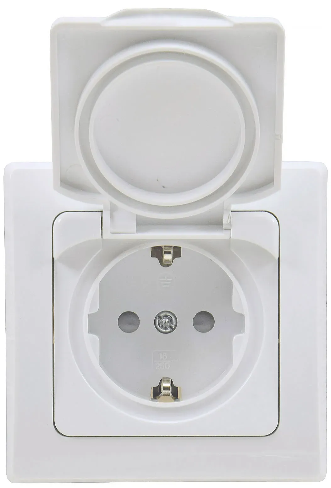 DELPHI Schutzkontakt-Steckdose IP44 250V~/ 16A, inkl. Rahmen, UP, weiß DELPHI Schutzkontakt-Steckdose IP44 250V~/ 16A, inkl. Rahmen, UP, weiß