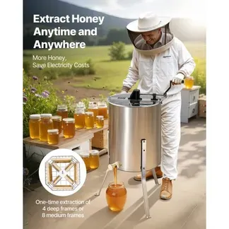 VEVOR Honigschleuder, 4/8 Rahmen, manuelle Tangentialschleuder mit transparentem Deckel, Honigextractor aus Edelstahl mit höhenverstellbarem Ständer, Wabenextraktionsgerät für Bienenzucht VEVOR Honigschleuder, 4/8 Rahmen, manuelle Tangentialschleuder mit transparentem Deckel, Honigextractor aus Edelstahl mit höhenverstellbarem Ständer, Wabenextraktionsgerät für Bienenzucht