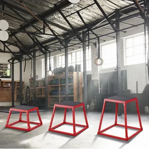 VEVOR 3-teilige Plyometrische Sprungboxen, 305/458/609 mm Plyometric Box Rot, Rutschfestes Fitness-Übungs-Step-Up-Box-Set für Heim-Fitness-Training, Konditions-Krafttraining, Jump Training Tragbar – Bild 7