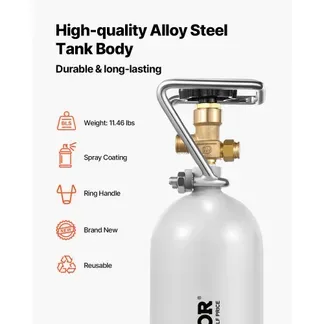 VEVOR CO2-Tank (2 kg) CO2 Flasche aus legiertem Stahl, CO2-Lufttank mit grauer Sprühbeschichtung, DIN477-Ventil, Griff und einstellbarem Druck, TÜV-geprüfter Gaszylinder für Fassbierausschank ohne CO₂ VEVOR CO2-Tank (2 kg) CO2 Flasche aus legiertem Stahl, CO2-Lufttank mit grauer Sprühbeschichtung, DIN477-Ventil, Griff und einstellbarem Druck, TÜV-geprüfter Gaszylinder für Fassbierausschank ohne CO₂