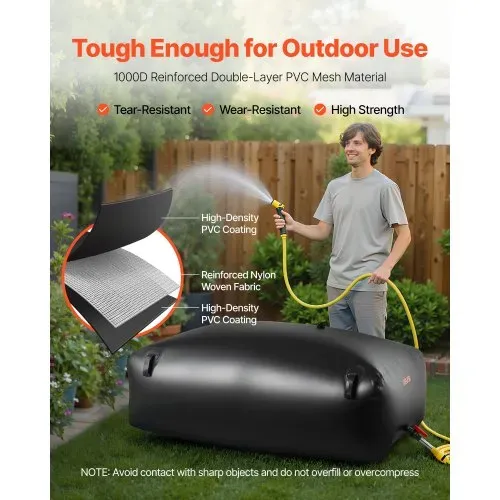 VEVOR Wasserspeicherblase, 540 L PVC-Weichwasserbeutel, Wasserspeicherbehälter, auslaufsicherer & verschleißfester Wassertank für die Outdoor-Bewässerung von Wohnmobil, LKW, Notfall – Bild 2