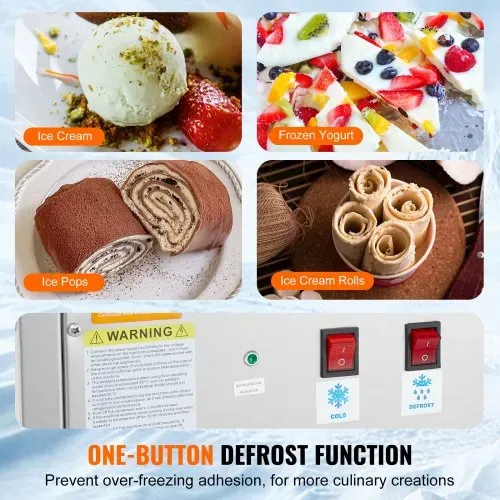 VEVOR Maschine für frittierte Eisrollen, 28 x 24 x 2 cm Pfanne zum Frittieren von Eis, Eismaschine mit Kompressor und 2 Schabern, zur Herstellung von Eis, Gefrorenem Joghurt und Eisrollen – Bild 2