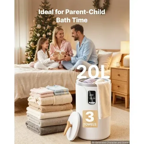 VEVOR Handtuchwärmer Eimer Wärmegerät 20 L mit LED-Anzeige & Einstellung (Timer & Temperatur) & Sicherheitsschloss, Towel Warmer für Badezimmer Waschküche Boden, zum Wärmen von Decken, Pyjamas – Bild 3