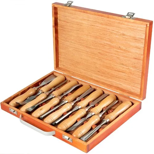 VEVOR Stechbeitel Set 60CRV Holz Schnitzwekzeug 12 Stück Hochgeschwindigkeitsstahl Holzmeißel Set mit Koffer VEVOR Stechbeitel Set 60CRV Holz Schnitzwekzeug 12 Stück Hochgeschwindigkeitsstahl Holzmeißel Set mit Koffer