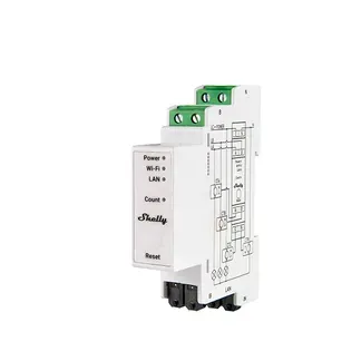 Shelly · Hutschiene · „Pro 3EM 120A v2“ · Stromzähler · inkl. 3x 120A Klemmen · Messfunktion · WLAN · LAN · BT Shelly · Hutschiene · „Pro 3EM 120A v2“ · Stromzähler · inkl. 3x 120A Klemmen · Messfunktion · WLAN · LAN · BT