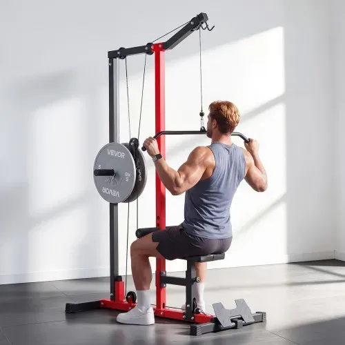 VEVOR Latzugstation, 2-in-1 Latzugturm, ca. 227 kg Belastbare Gewichtsauflage, Kraftstation mit Latzugstange, Krafttraining für Rücken Arme Schultern, Latzugmaschine für Fitnesscenter Zuhause, Schwarz – Bild 7