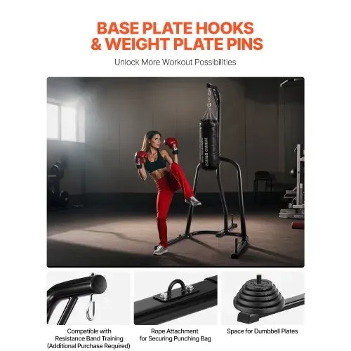 VEVOR Boxsackständer Boxsackhalter Trainingsgerät aus Stahl (65 kg belastbar) freistehendes Sandsackgestell Ständer mit beschwerter Basis, Trainingsgerät für Fitness-Studio – Bild 4