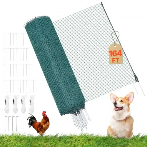 VEVOR Begrenzungszaun 50×0,9 m, Weidezaun aus PE, Mobiler Hundezaun mit Doppelspitzenpfählen & Abspannseilen, Hühnerzaun, Gartenzaun, Campingzaun für Hunde, Hühner, Pflanzen, Außenbereiche VEVOR Begrenzungszaun 50×0,9 m, Weidezaun aus PE, Mobiler Hundezaun mit Doppelspitzenpfählen & Abspannseilen, Hühnerzaun, Gartenzaun, Campingzaun für Hunde, Hühner, Pflanzen, Außenbereiche