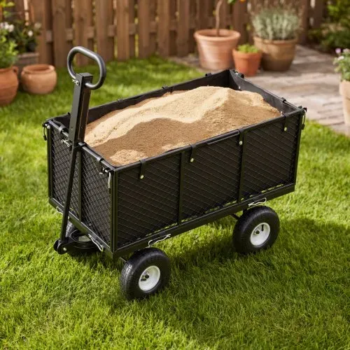 VEVOR Bollerwagen, 544 kg, Handwagen, Transportwagen mit Luftreifen, verstellbarem Griff, abnehmbaren Seitenwänden, Strandwagen, Campingwagen, Gartenwagen zur Befestigung an ATV oder Traktor, Schwarz – Bild 7