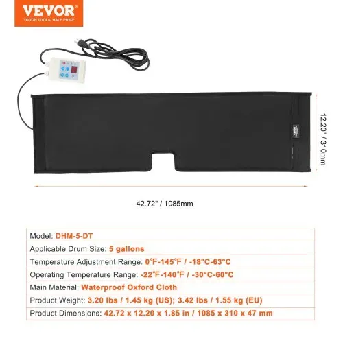 VEVOR 19 L Metallfassung Eimerheizer 250 W -17,78-62,78°C einstellbar Thermostat – Bild 6