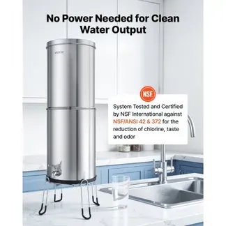 VEVOR Schwerkraft-Wasserfilter Wasserfiltersystem 12,3 L Edelstahl 304, Wasserfilteranlage Reduziert Blei und bis zu 99 % Chlor, mit 2 Aktivkohlefiltern, 2 Fluoridfiltern, Wasserhahn & Ständer VEVOR Schwerkraft-Wasserfilter Wasserfiltersystem 12,3 L Edelstahl 304, Wasserfilteranlage Reduziert Blei und bis zu 99 % Chlor, mit 2 Aktivkohlefiltern, 2 Fluoridfiltern, Wasserhahn & Ständer