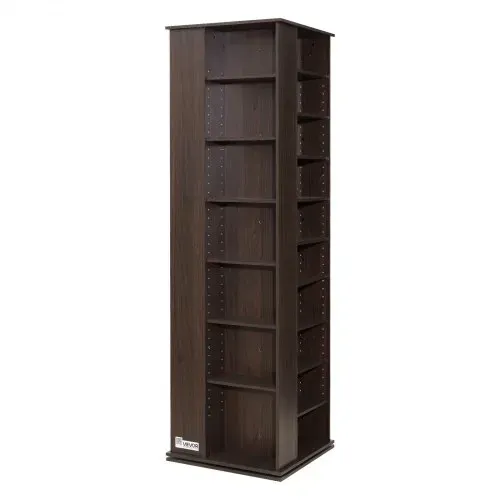 VEVOR Medienregal 475x475x1636 mm, CD-Turm, Drehbares Bücherregal mit 34 Fächern für CDs, DVDs, Bücher & Spiele-Discs, DVD-Ständer für Wohnzimmer, Homeoffice & Aufnahmeraum, Braun – Bild 8